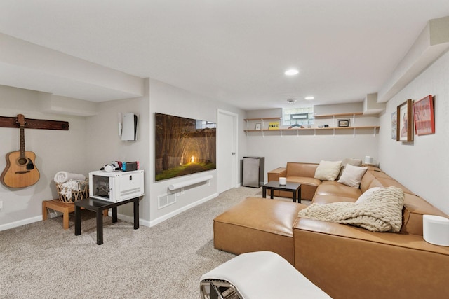 4124 14th Ave S, Minneapolis, MN 55407 - carpeted living room featuring baseboards and recessed lighting