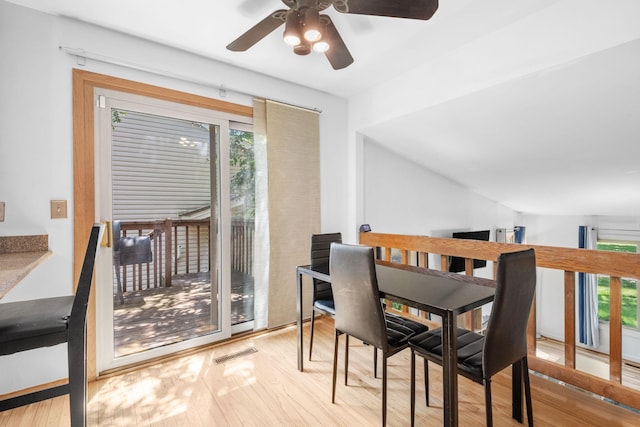 5554 Knoll Dr, Shoreview, MN 55126 - dining area with wood finished floors and a ceiling fan