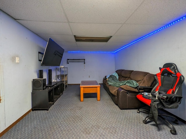 1422 6th St SE, Wadena, MN 56482 - carpeted living area with a drop ceiling and baseboards