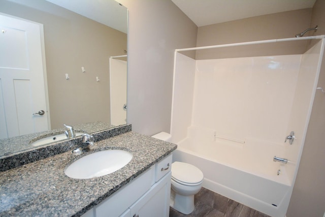 5656 Harvest Moon Blvd NW, Rochester, MN 55901 - bathroom featuring wood finished floors, toilet, vanity, and shower / tub combination