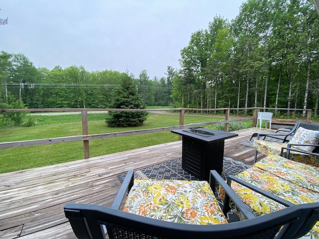 3771 County Line Rd, Moose Lake Twp, MN 55783 - wooden deck with a lawn