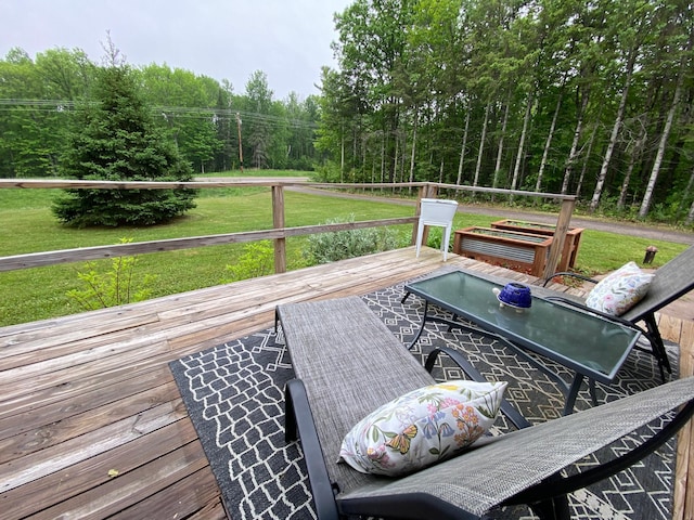 3771 County Line Rd, Moose Lake Twp, MN 55783 - wooden deck featuring a lawn