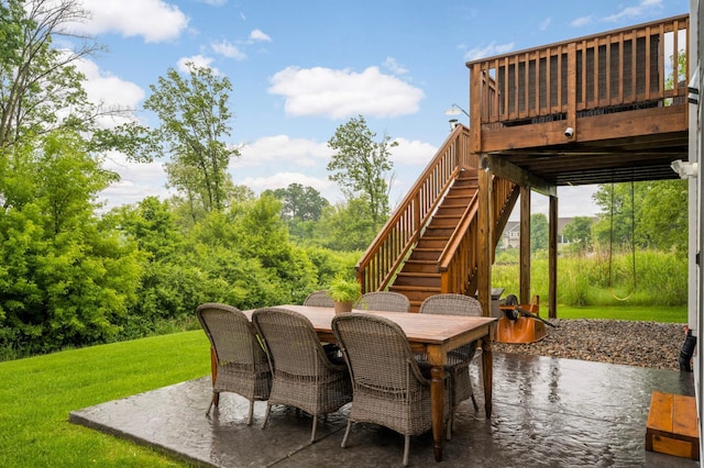 6100 151st St, Savage, MN 55378 - view of patio featuring stairway and outdoor dining space