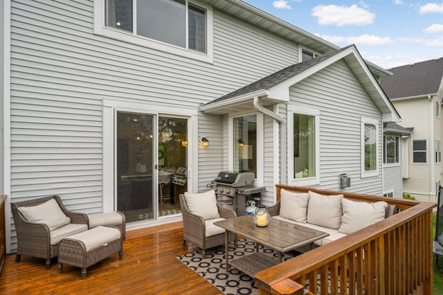 6100 151st St, Savage, MN 55378 - deck with an outdoor living space and grilling area