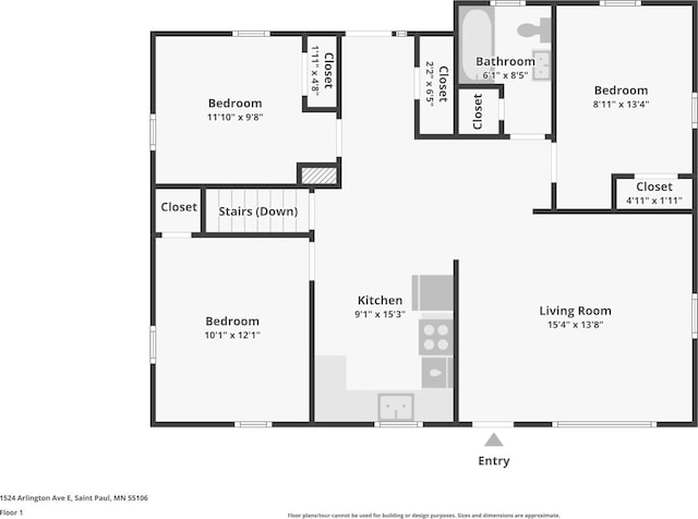 1524 Arlington Ave E, Saint Paul, MN 55106 - view of property floor plan