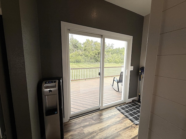 2771 271st Ave, Madison, MN 56256 - doorway to outside featuring wood finished floors