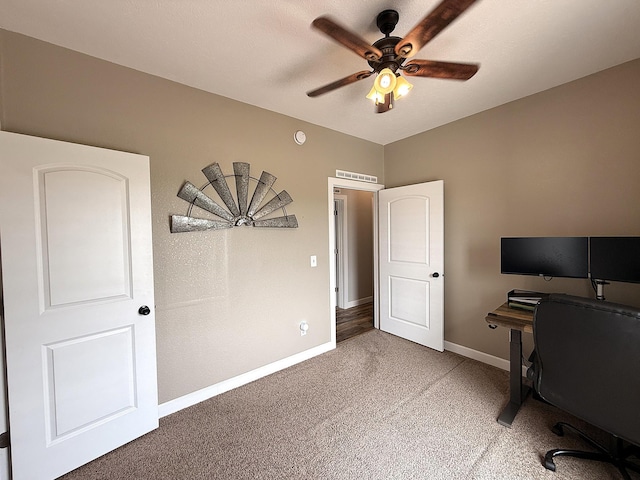2771 271st Ave, Madison, MN 56256 - office area with light colored carpet, ceiling fan, and baseboards