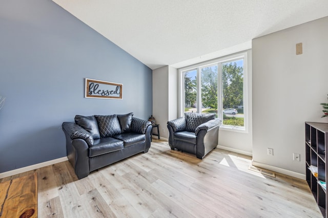 10344 Fox Run Rd, Woodbury, MN 55129 - living room with light wood-style flooring, baseboards, and lofted ceiling