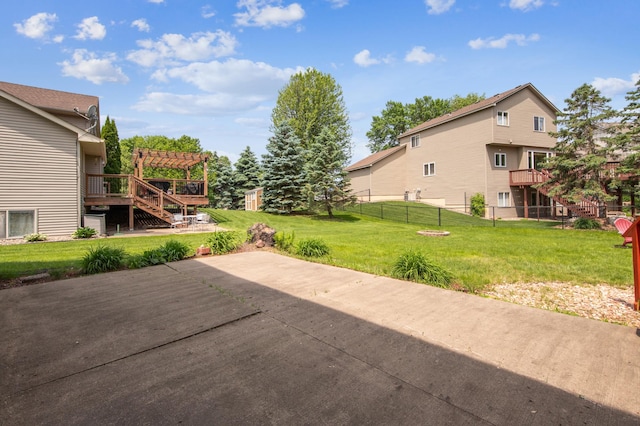 10344 Fox Run Rd, Woodbury, MN 55129 - view of patio with a pergola, stairs, and a wooden deck