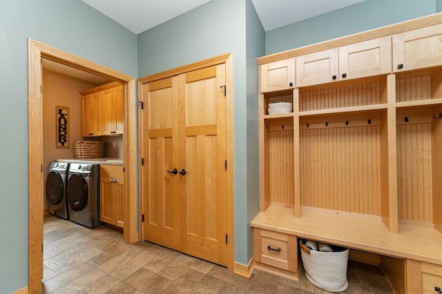 2292 Teakwood Ln SW, Rochester, MN 55902 - mudroom with separate washer and dryer and light stone finish floors