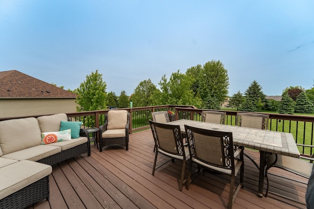 2292 Teakwood Ln SW, Rochester, MN 55902 - wooden terrace featuring outdoor dining area and an outdoor living space