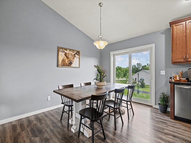 1308 Timber Ln, Buffalo, MN 55313 - dining area with dark wood-style flooring and high vaulted ceiling