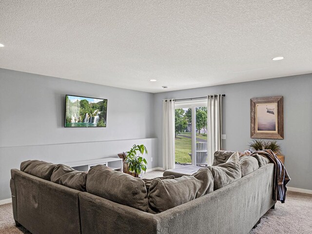 1308 Timber Ln, Buffalo, MN 55313 - living area with carpet flooring, a textured ceiling, and recessed lighting