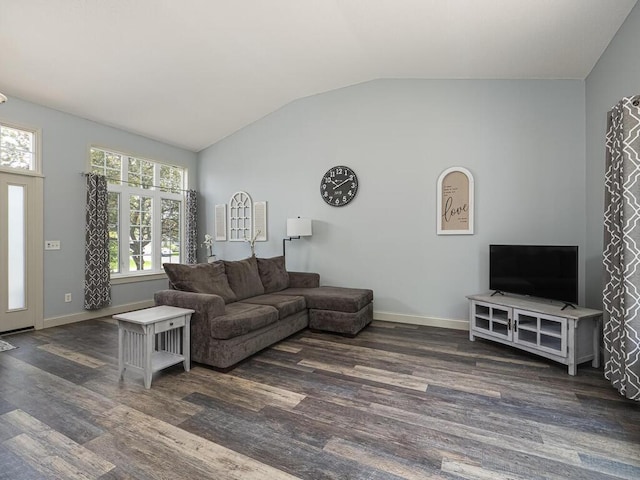 15564 Vale St NW, Andover, MN 55304 - living area featuring wood finished floors, lofted ceiling, and baseboards