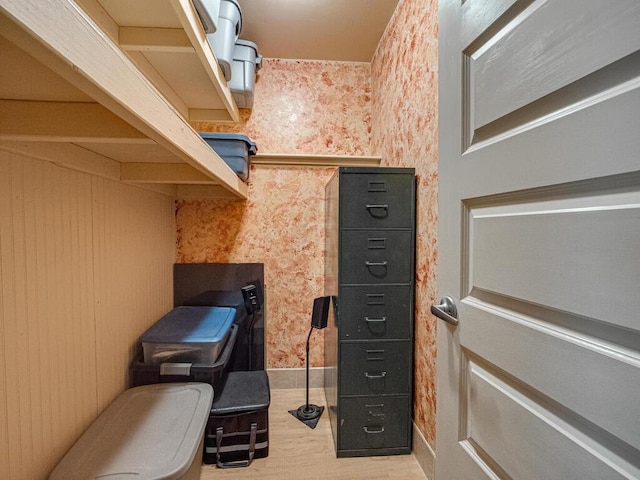 15564 Vale St NW, Andover, MN 55304 - office area with wood finished floors and wallpapered walls