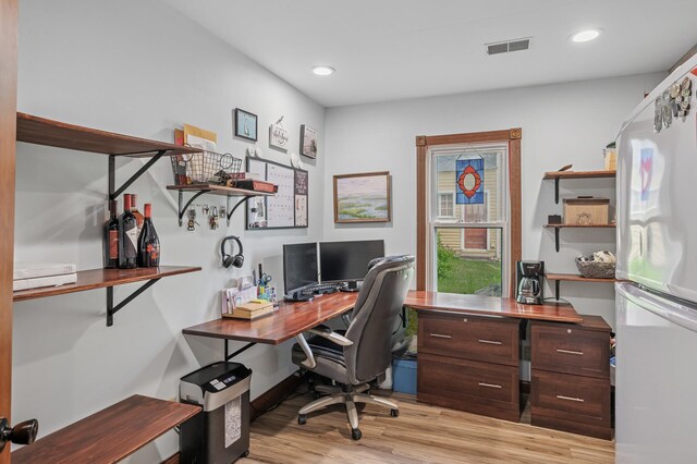 631 Bench St, Taylors Falls, MN 55084 - office area with light wood finished floors and recessed lighting