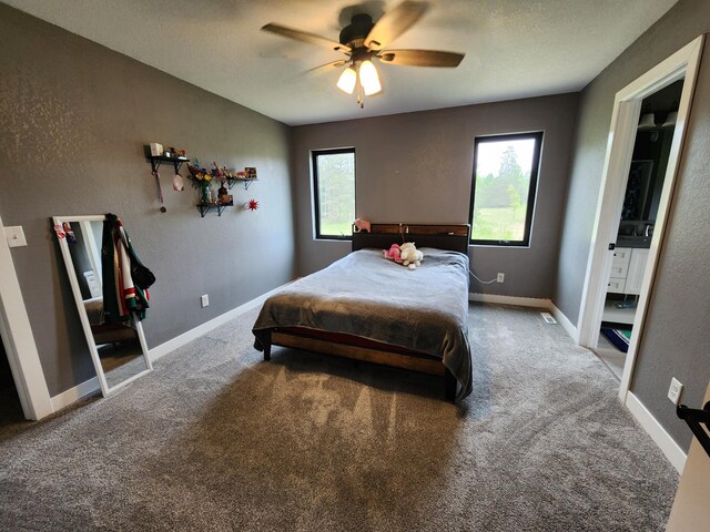 26575 US-71, Arago Twp, MN 56470 - carpeted bedroom with baseboards and ceiling fan