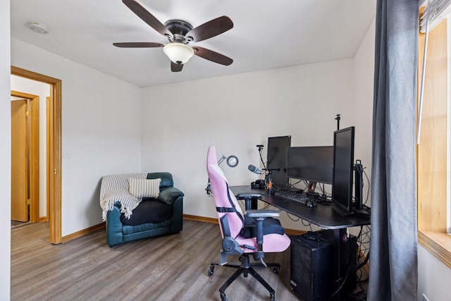 2517 Cobble Hill Ct Unit I, Woodbury, MN 55125 - office space featuring wood finished floors, baseboards, and a ceiling fan