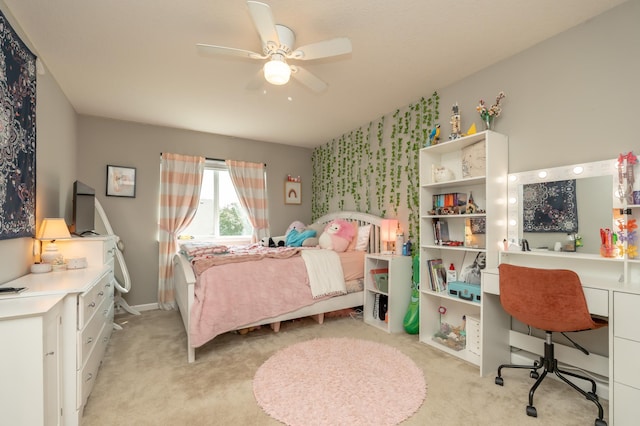 201 Chandler Ct, Jordan, MN 55352 - bedroom with light carpet, an office area, and ceiling fan