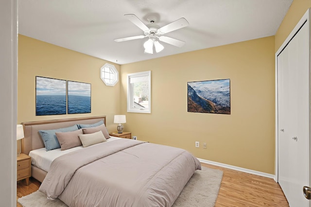 1902 Duck Pond Dr W, Saint Paul, MN 55118 - bedroom with light wood-style floors, ceiling fan, and a closet