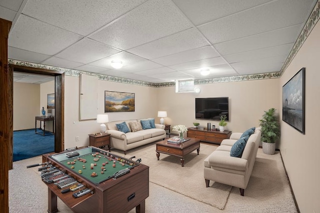 1902 Duck Pond Dr W, Saint Paul, MN 55118 - carpeted living area with a paneled ceiling
