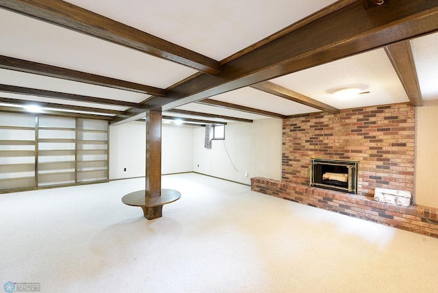 507 24th Ave S, Fargo, ND 58103 - below grade area with a brick fireplace and carpet floors