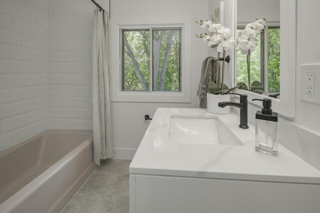 2307 Sherwood Cir, Bloomington, MN 55431 - full bathroom with vanity and shower / tub combo with curtain