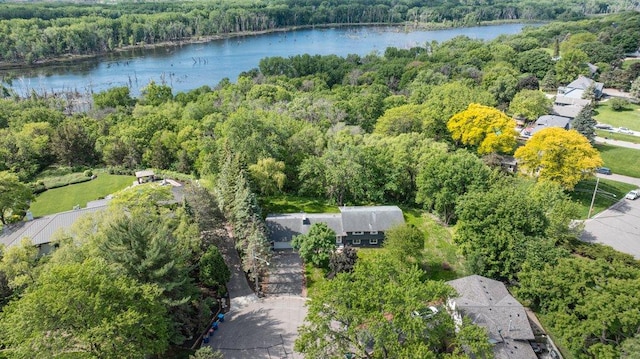 2307 Sherwood Cir, Bloomington, MN 55431 - aerial overview of property's location with a heavily wooded area and a nearby body of water