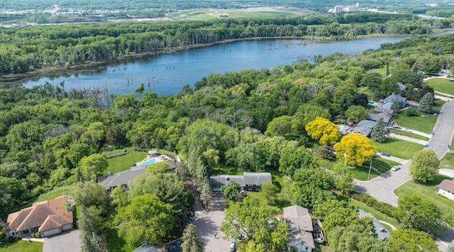2307 Sherwood Cir, Bloomington, MN 55431 - aerial view of property and surrounding area featuring a forest and a nearby body of water