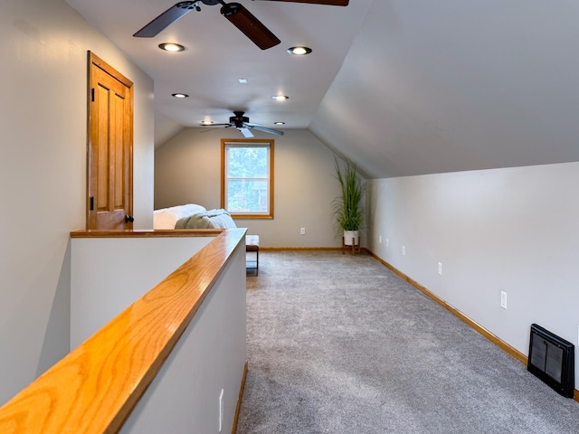 1759 Arlington Ave E, Saint Paul, MN 55106 - bonus room featuring ceiling fan, carpet floors, baseboards, lofted ceiling, and recessed lighting