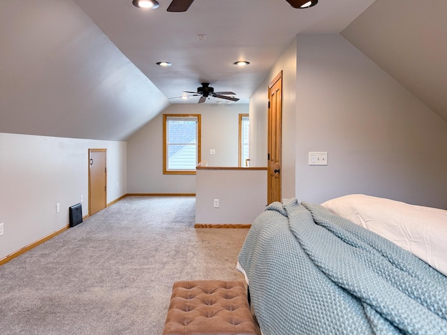 1759 Arlington Ave E, Saint Paul, MN 55106 - bedroom featuring lofted ceiling, baseboards, carpet flooring, recessed lighting, and a ceiling fan