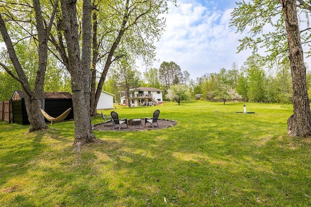 315 Pleasant View Rd, Duluth, MN 55803 - view of grassy yard featuring a fire pit