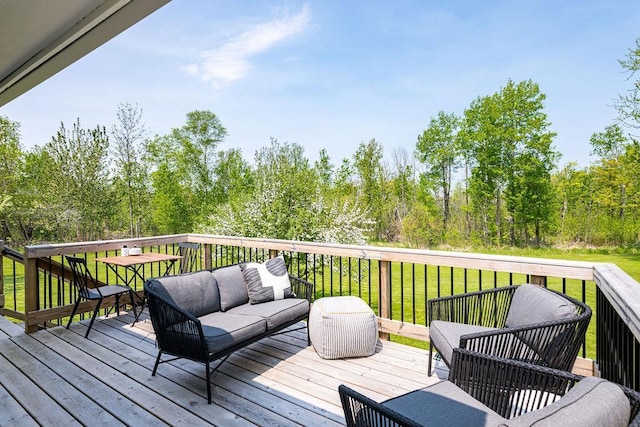 315 Pleasant View Rd, Duluth, MN 55803 - wooden deck with an outdoor hangout area and a yard