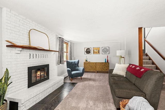 315 Pleasant View Rd, Duluth, MN 55803 - living area featuring a fireplace, dark wood-style floors, and stairway