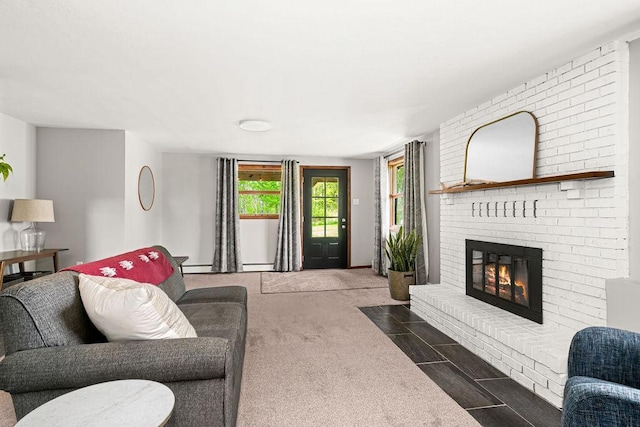 315 Pleasant View Rd, Duluth, MN 55803 - living room featuring a brick fireplace and carpet