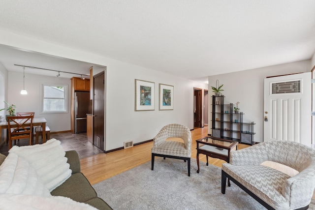 8400 Virginia Cir S, Saint Louis Park, MN 55426 - living room with light wood-style flooring, track lighting, and baseboards