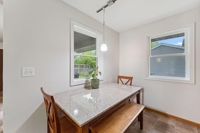 8400 Virginia Cir S, Saint Louis Park, MN 55426 - dining room with plenty of natural light, baseboards, and rail lighting