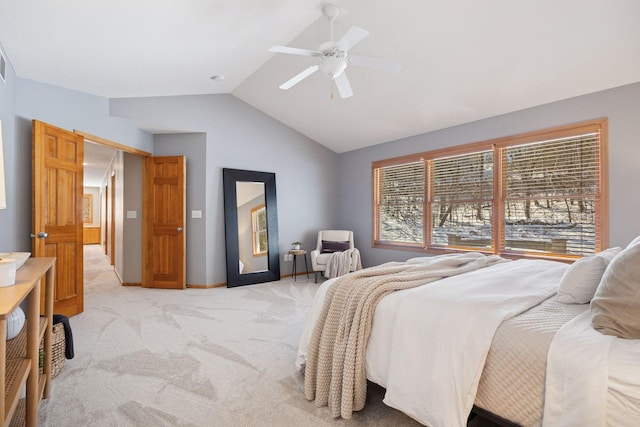 1496 Pinetree Trl, Eagan, MN 55122 - bedroom with light colored carpet, vaulted ceiling, a ceiling fan, and baseboards