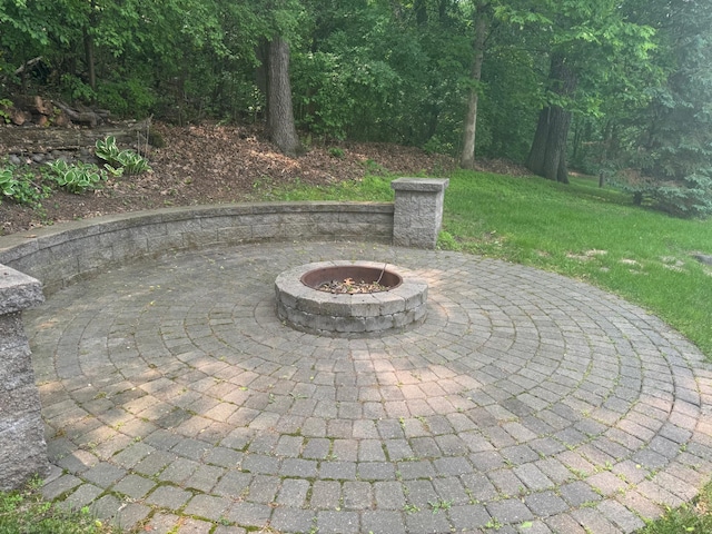 1496 Pinetree Trl, Eagan, MN 55122 - view of patio / terrace featuring a fire pit
