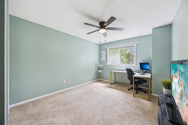 9955 Russell Ave N Unit 10, Brooklyn Park, MN 55444 - office area featuring carpet floors, ceiling fan, baseboards, and a textured ceiling