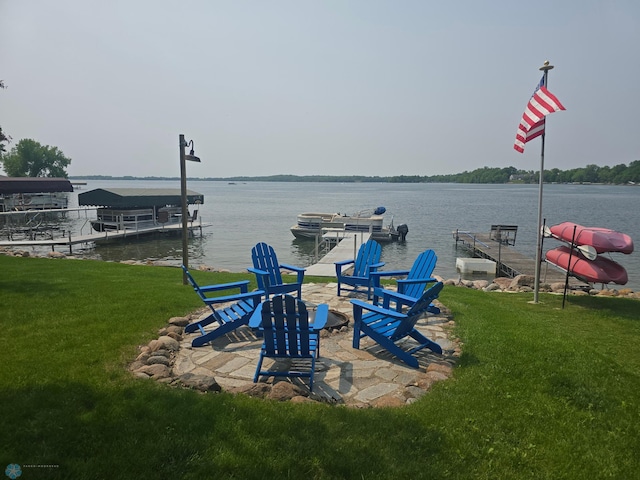 14768 Tradewinds Rd, Lake Eunice Twp, MN 56511 - dock area featuring a lawn and a water view