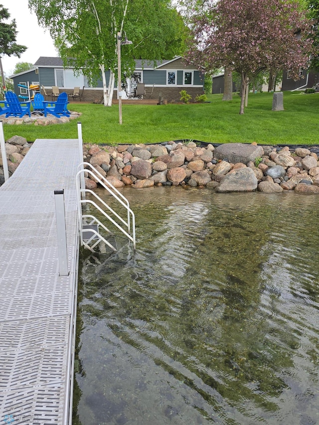 14768 Tradewinds Rd, Lake Eunice Twp, MN 56511 - dock area with a water view and a yard