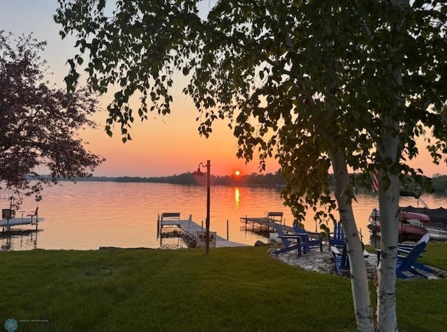 14768 Tradewinds Rd, Lake Eunice Twp, MN 56511 - dock featuring a water view and a yard