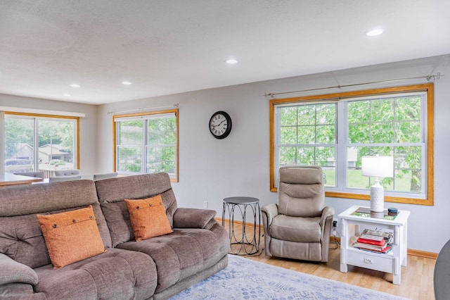 319 Casper Cir, Norwood Young America, MN 55368 - living area featuring light wood-type flooring, plenty of natural light, recessed lighting, and baseboards