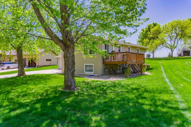 319 Casper Cir, Norwood Young America, MN 55368 - view of grassy yard with stairway and a deck
