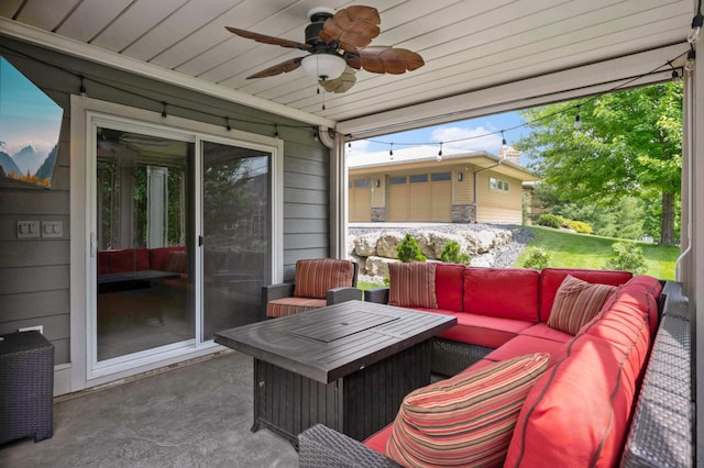 16632 Early Dawn Trl, Lakeville, MN 55044 - view of patio featuring outdoor lounge area and ceiling fan