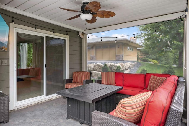 16632 Early Dawn Trl, Lakeville, MN 55044 - deck featuring outdoor lounge area, a patio area, and a ceiling fan