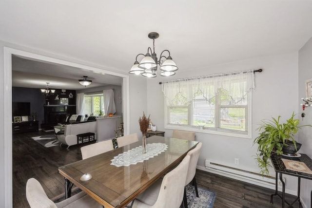 2575 Quebec Ave S, Saint Louis Park, MN 55426 - dining space with a chandelier, wood finished floors, and baseboards