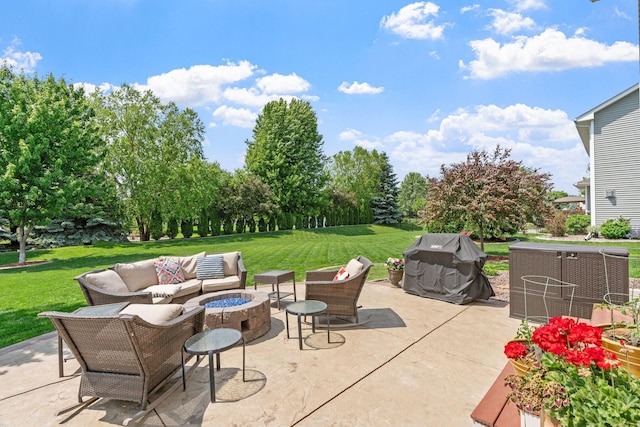 14143 Ailesbury Ave, Rosemount, MN 55068 - view of patio / terrace with a fire pit and a grill