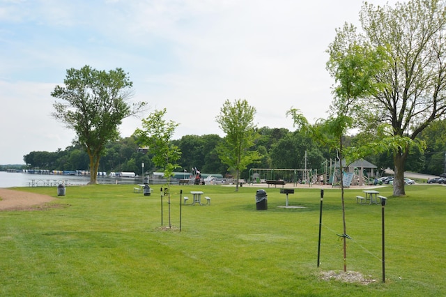 2710 Garden Ln, Mound, MN 55364 - surrounding community with a lawn and a water view